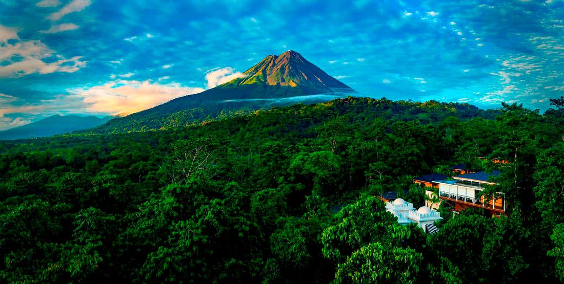 Arenal Volcano above the rainforest at Nayara Springs, Costa Rica